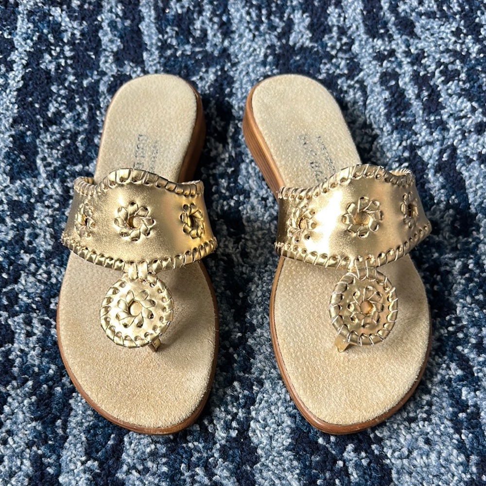 Bob Baker Gold Metallic Sandals with Medallion Design